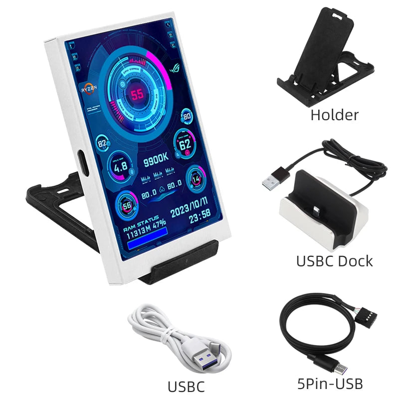 3.5" IPS PC Hardware Monitor - Real-Time CPU GPU RAM Temperature Display