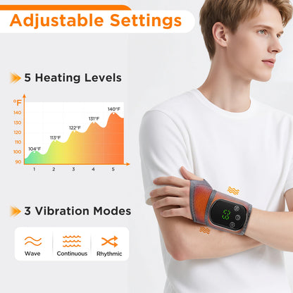 Electric Heated Wrist Massager with Vibration Therapy for Pain Relief