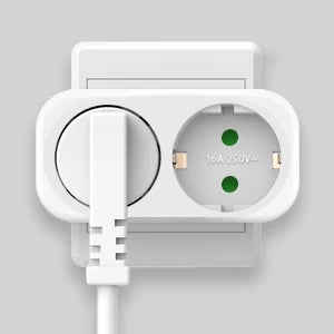 European 2-Way Wall Socket Adapter 16A 3680W Compact Travel Power Plug - 16