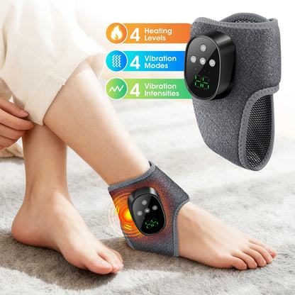 Wireless Heated Ankle Massager with Vibration Therapy for Joint Pain Relief