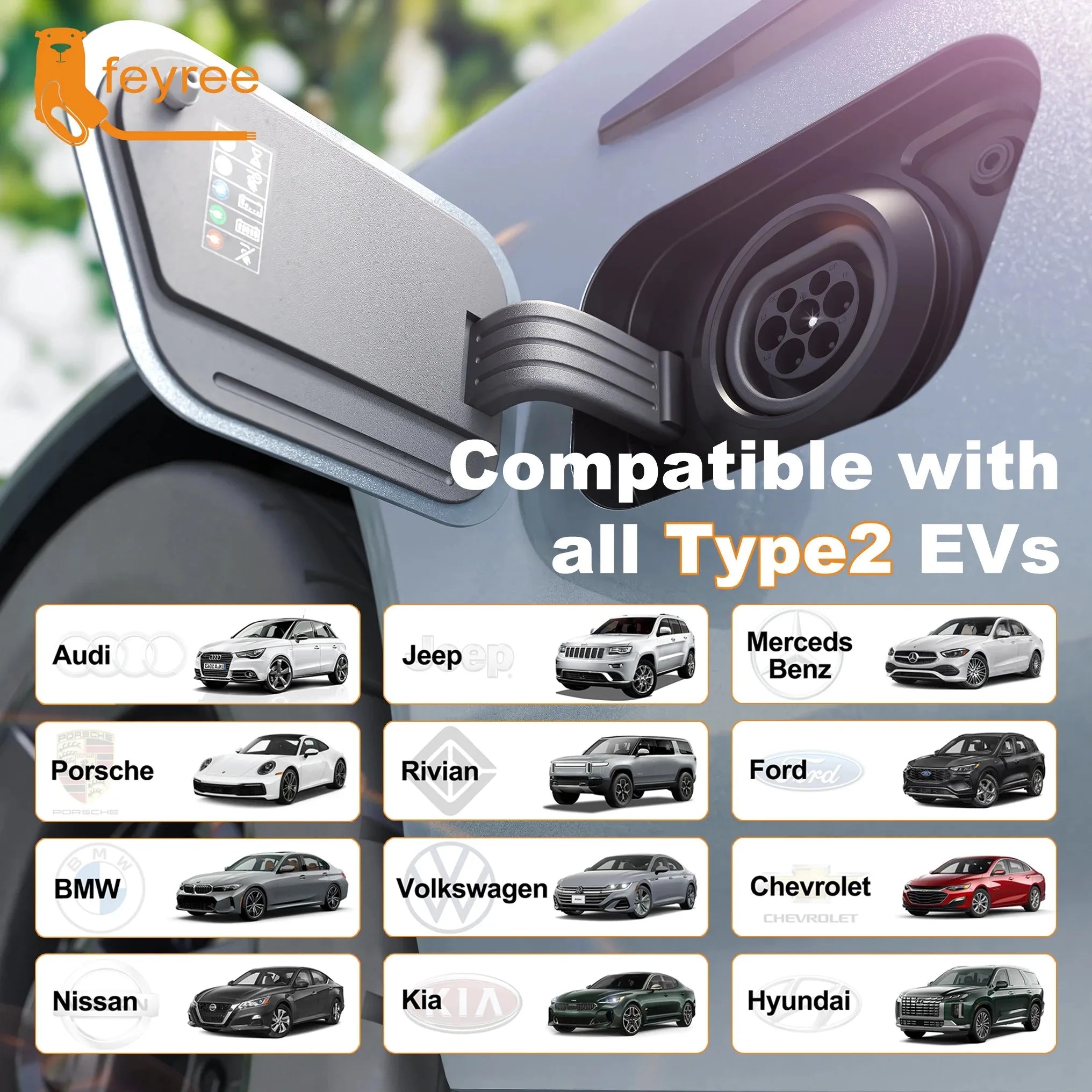 GB/T to Type 2 EV Charging Adapter - 32A Fast Charger Converter - 12