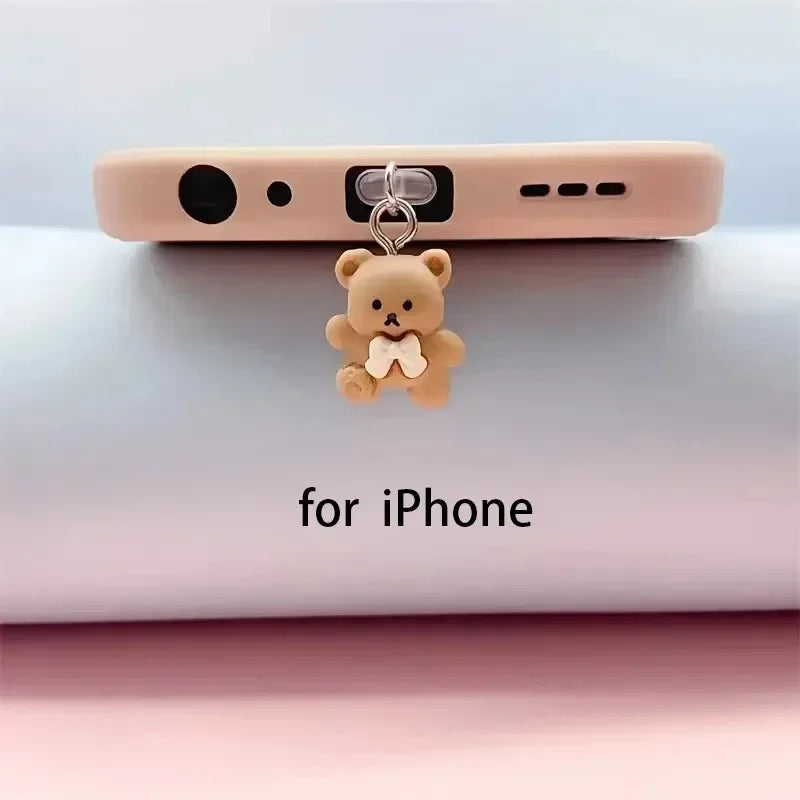 Cute Bear Phone Charging Port Dust Plug & Protection Charm