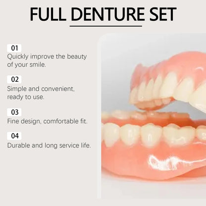 Comfort Fit Temporary Denture Set - Realistic Smile Repair Kit for Upper & Lower Teeth