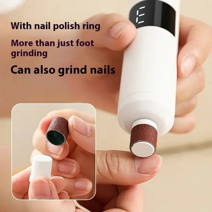 Electric Foot Callus Remover & Nail Polisher Set - 3-Speed Rechargeable Pedicure Tool