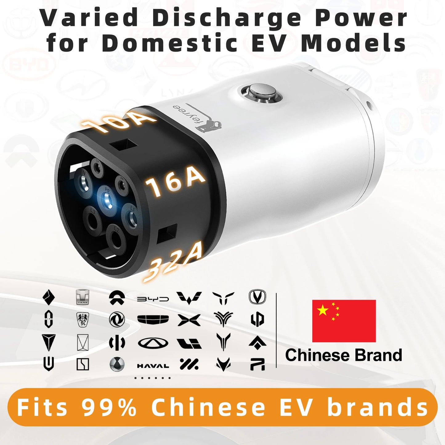 Type 2 V2L Electric Vehicle Discharger Adapter for Chinese EV Camping
