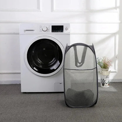 Foldable Mesh Laundry Basket - Large Pop-Up Hamper & Portable Bathroom Storage Organizer