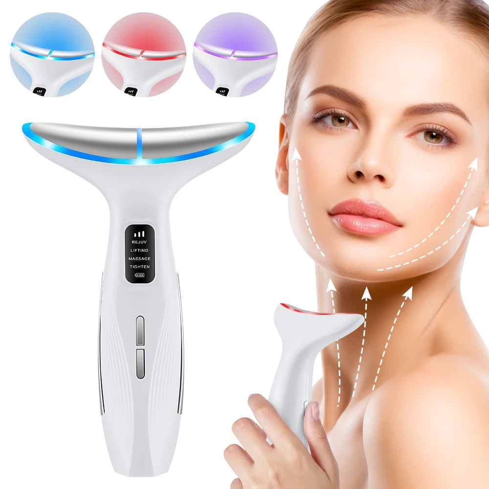 LED Light Therapy Face & Neck Lifting Massager - Anti-Aging Skin Tightening Tool - 1