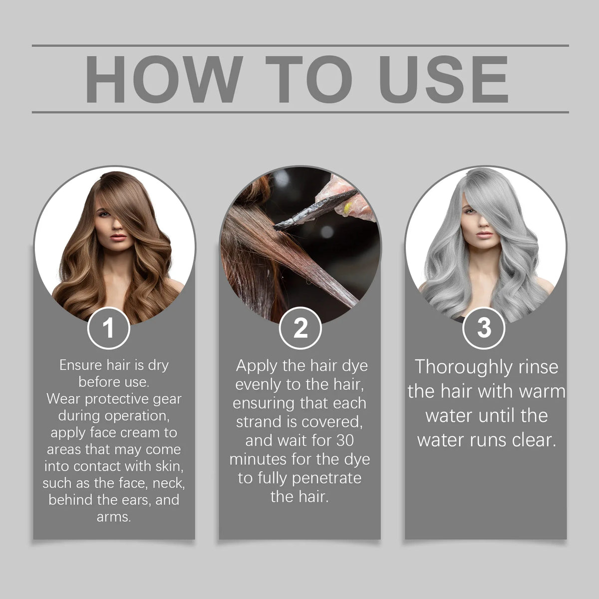 Permanent Silver Gray Hair Dye Cream - Professional Root & Full Coverage Formula