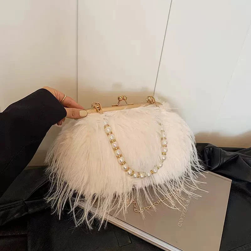 Luxury Plush Pearl Handbag