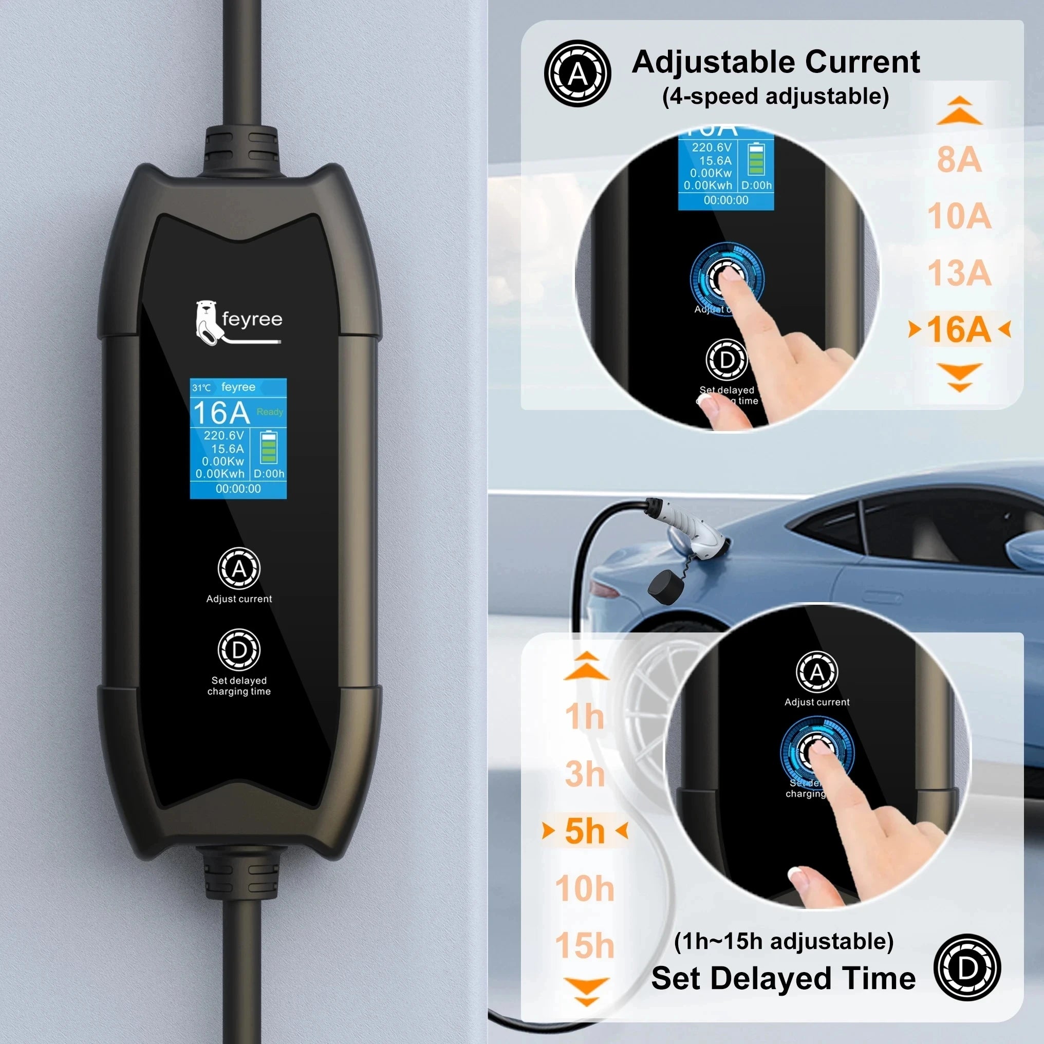 Portable NACS EV Charger for Tesla - 3.5kW Adjustable Level 2 Charging - 9