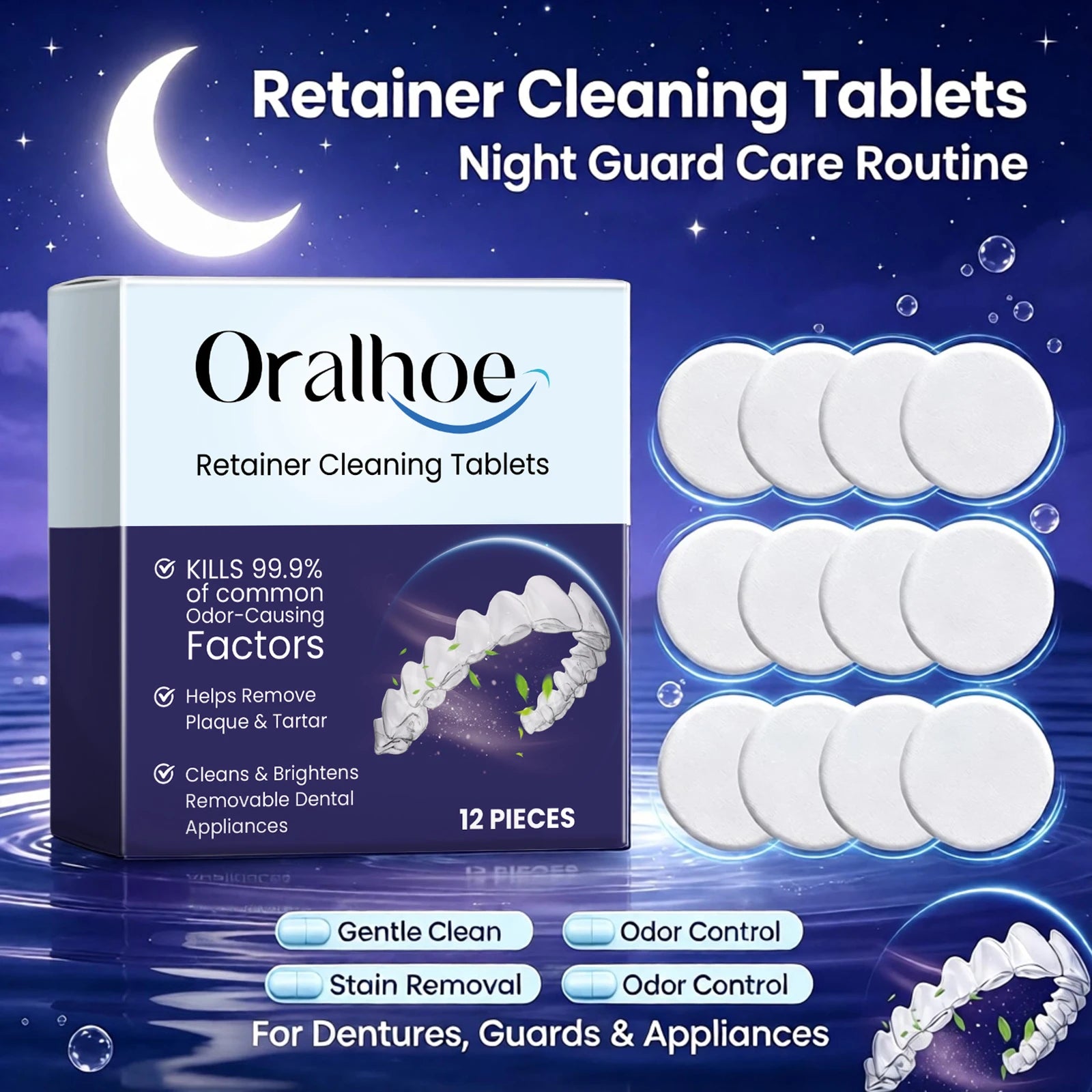 Denture & Retainer Cleaning Tablets - Deep Cleansing Effervescent Dental Care - 5