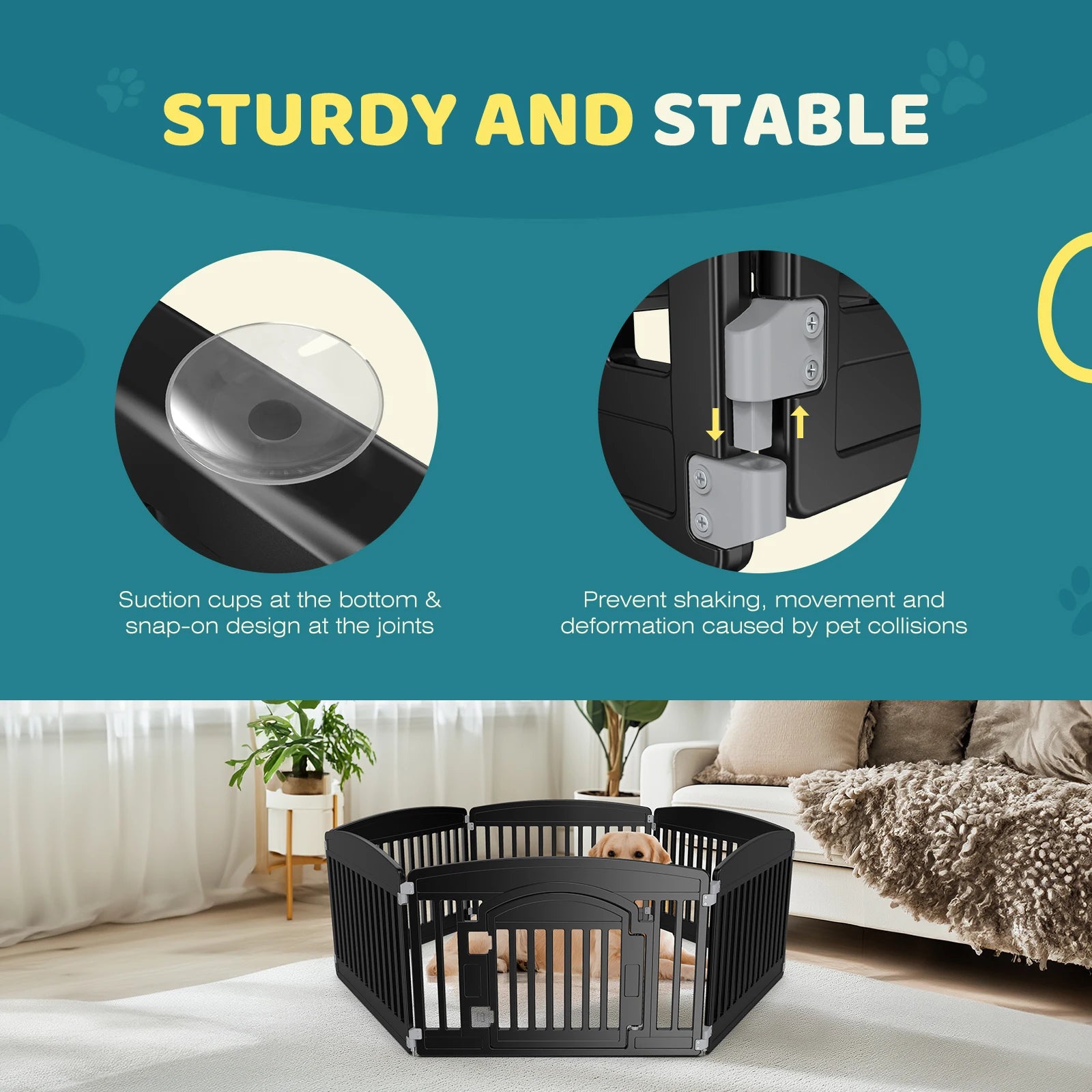 Portable Plastic Dog Playpen - Expandable 6-Panel Indoor & Outdoor Pet Fence - 6