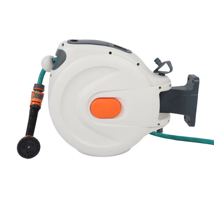 Retractable Garden Hose Reel 10m with 8-Pattern Spray Nozzle & Auto-Rewind