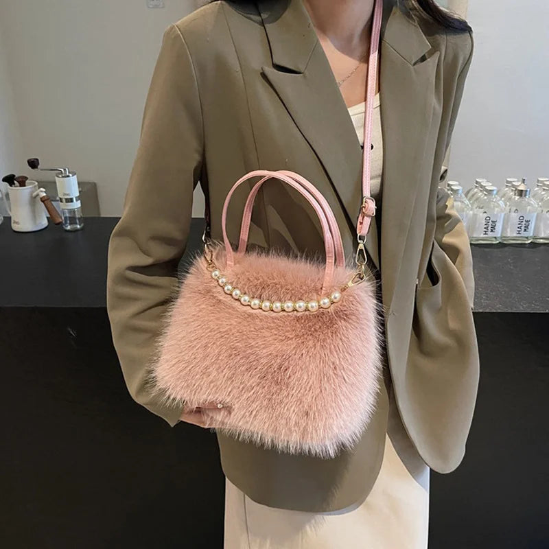 Luxury Plush Pearl Handbag