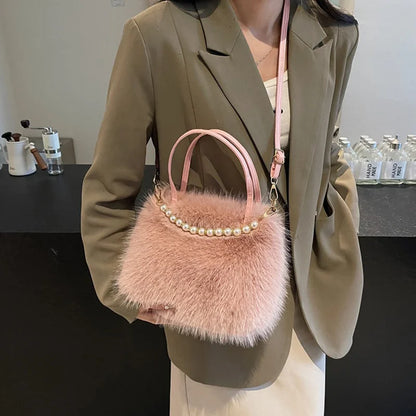 Luxury Plush Pearl Handbag
