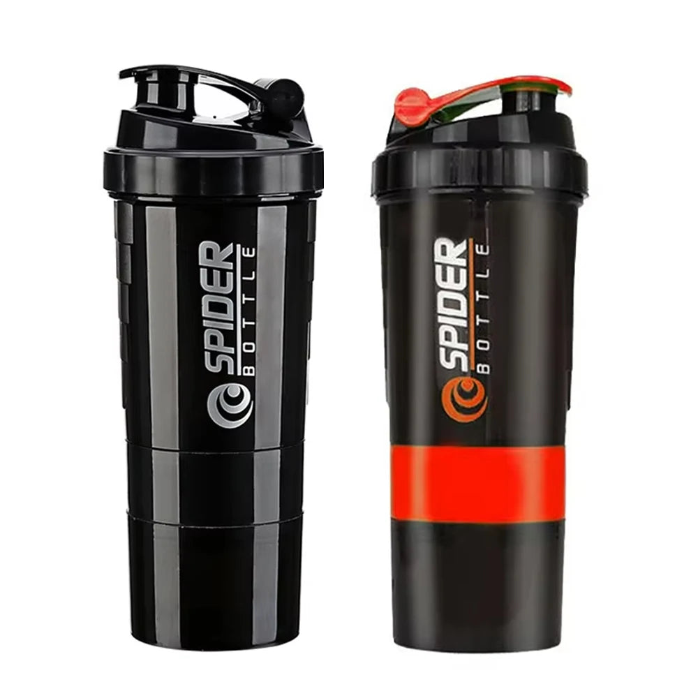 3-Layer Portable Protein Shaker Bottle - Leak-Proof Gym Mixing Cup - 23