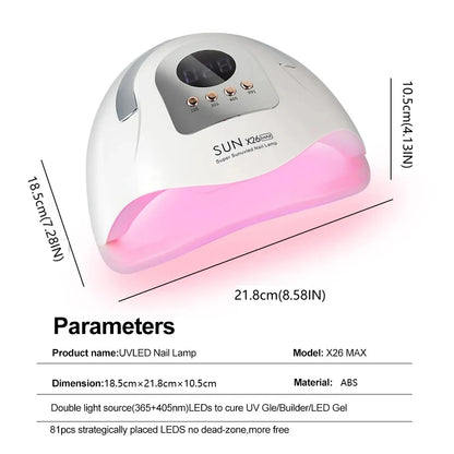 Professional 380W UV LED Nail Lamp - 81 LEDs Fast Gel Dryer