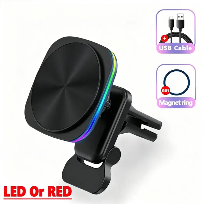 Magnetic Wireless Car Charger & Phone Mount - 15W Fast Charging Station - 1