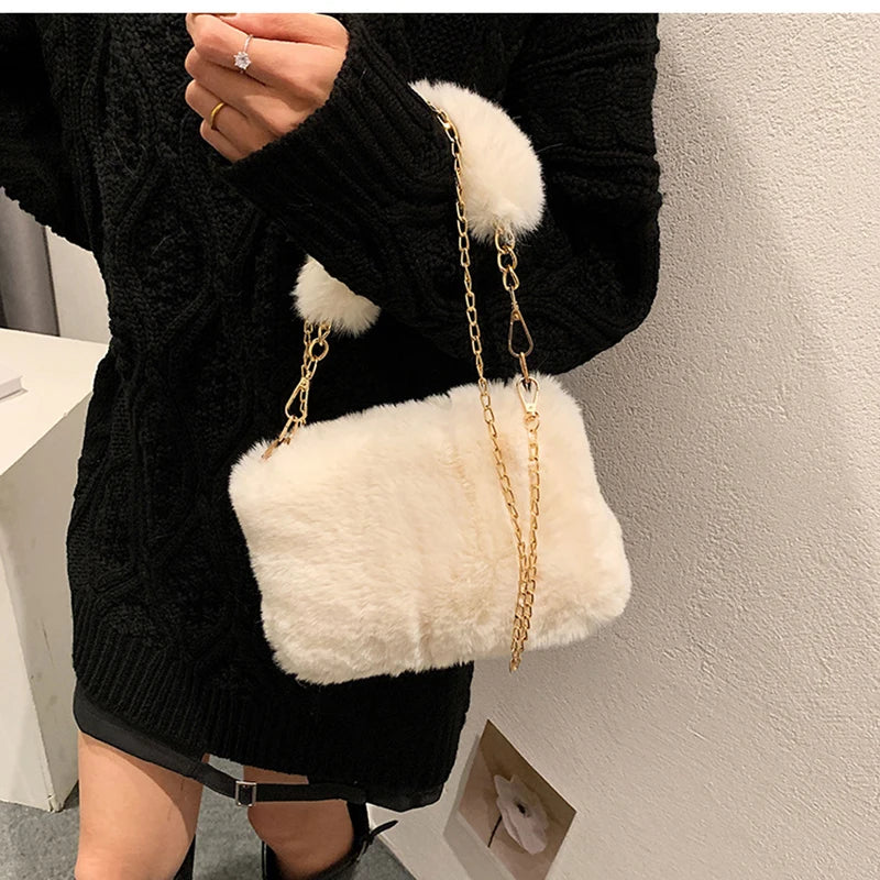 Luxury Plush Chain Crossbody