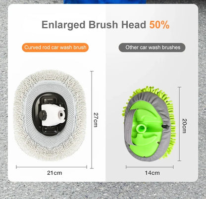 Telescopic Car Wash Mop with 15° Curved Handle & Microfiber Brush