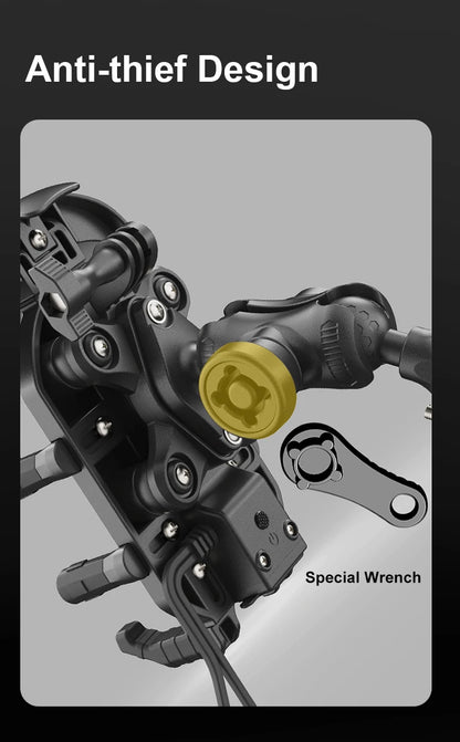 Motorcycle Phone Mount with 15W Wireless & 30W USB-C Fast Charger