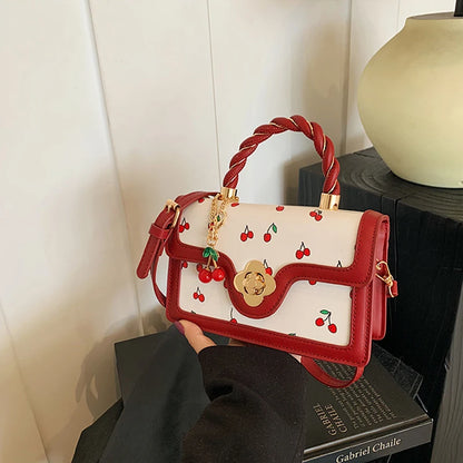 Luxury Cherry Print Crossbody Bag