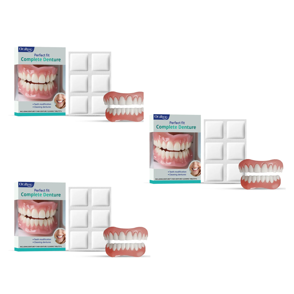 Cosmetic Temporary Denture Kit - Realistic Upper & Lower Smile Veneer