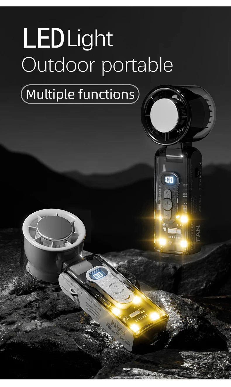 Portable 100-Speed Foldable Cooling Fan with LED Display