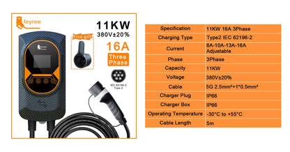 Electric Vehicle Wallbox Charger - Adjustable 7.6kW-22kW EV Charging Station