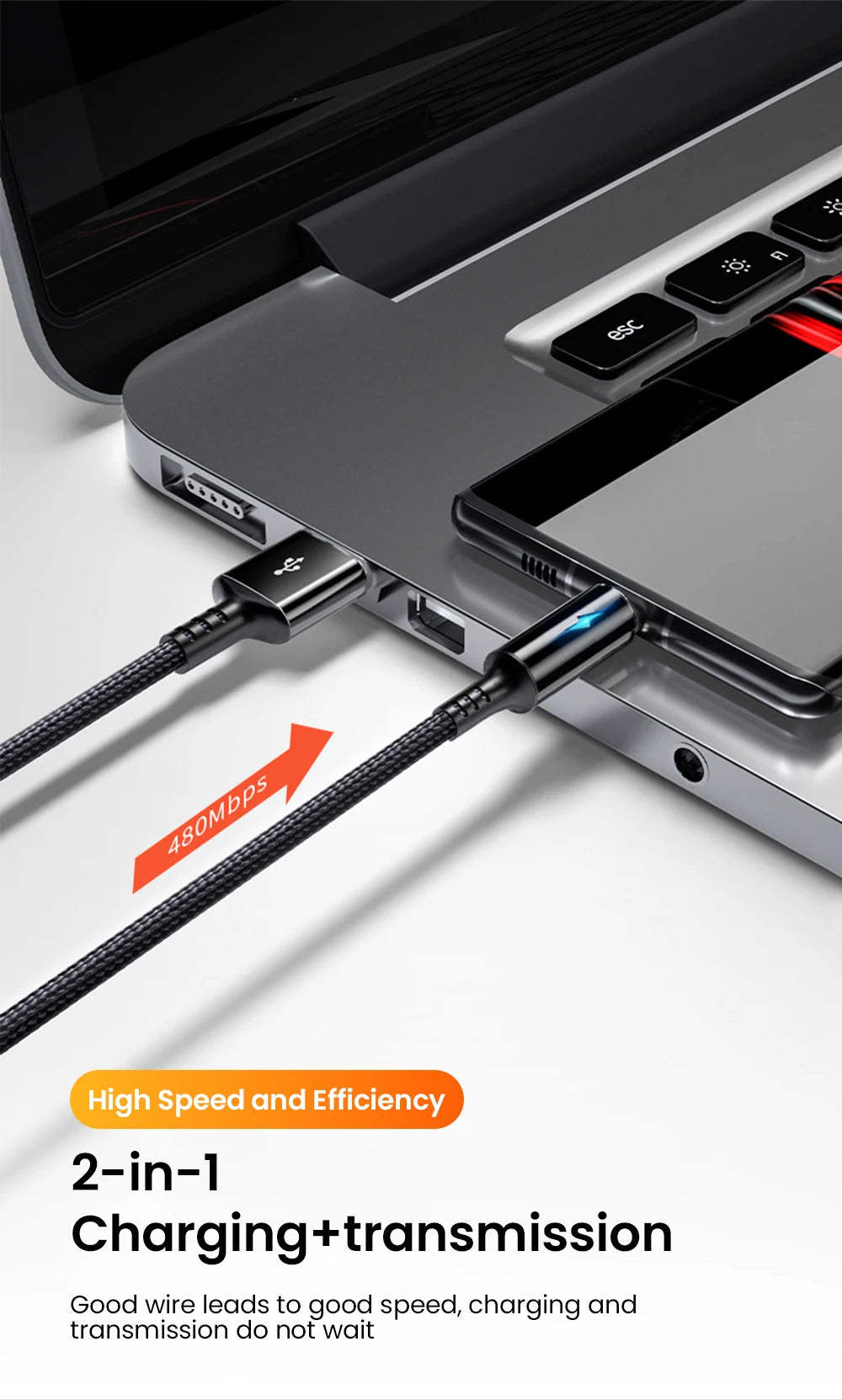 Short 0.25M USB Type-C & Micro USB Fast Charging Cable for Power Banks