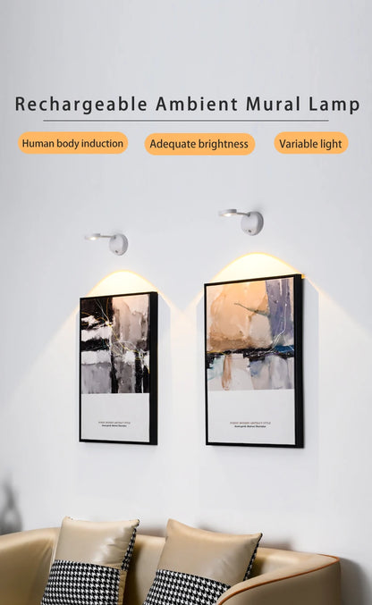 Wireless Motion Sensor LED Wall Light - Rechargeable Type-C Dimmable Indoor Lamp