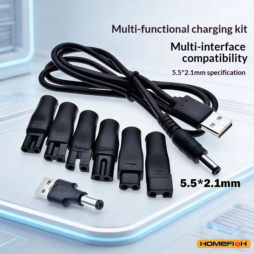 8-in-1 Universal Clipper Shaver Charger Cord & USB Adapter Set