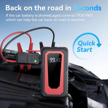 2000A Portable Car Jump Starter - 12V Auto Battery Booster Power Bank