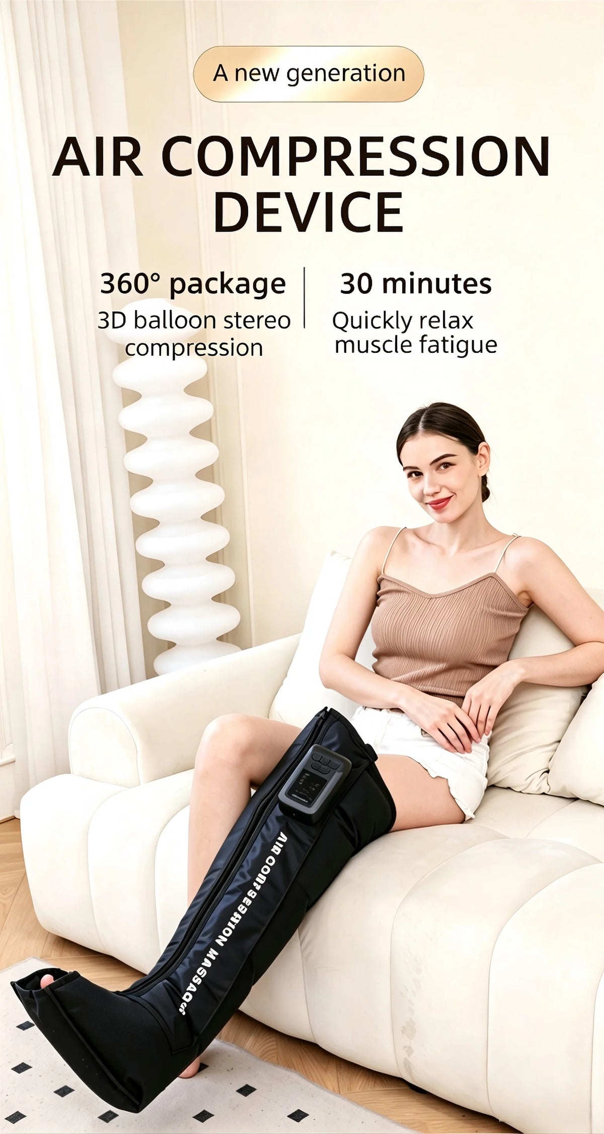 Full Leg Air Compression Massager - Cordless Sequential Recovery Boots