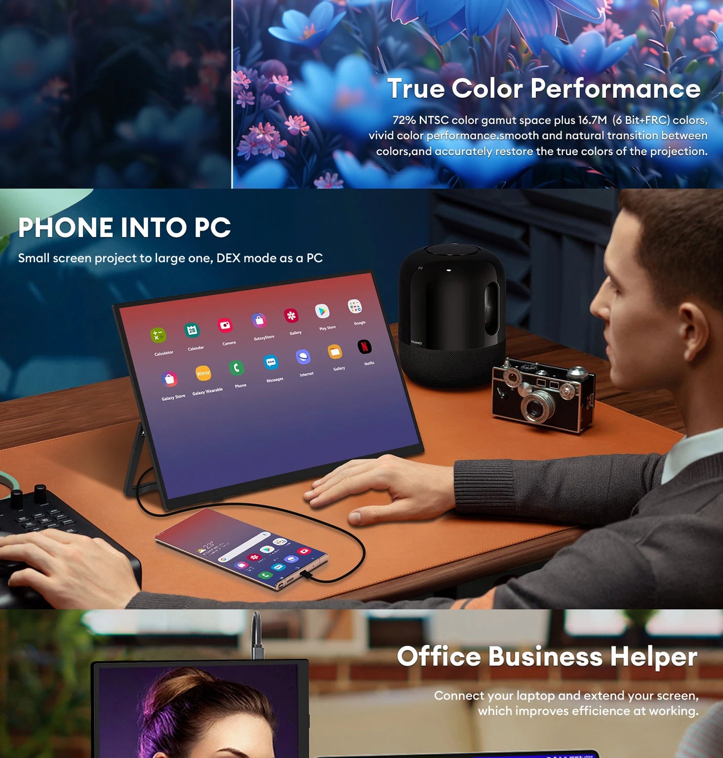 15.6" Full HD Ultra-Slim Portable Monitor - 100% sRGB HDR10 Display