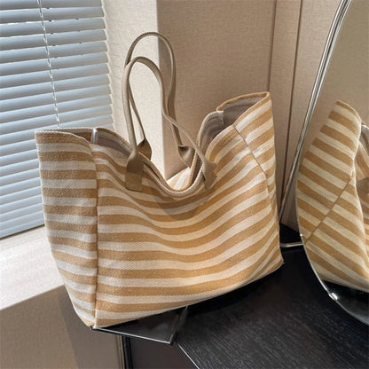 Luxury Casual Striped Canvas Tote