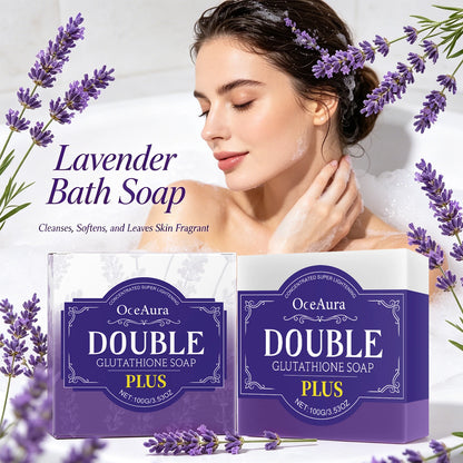 Lavender Double Glutathione Whitening Soap Bar for Deep Cleansing & Skin Brightening