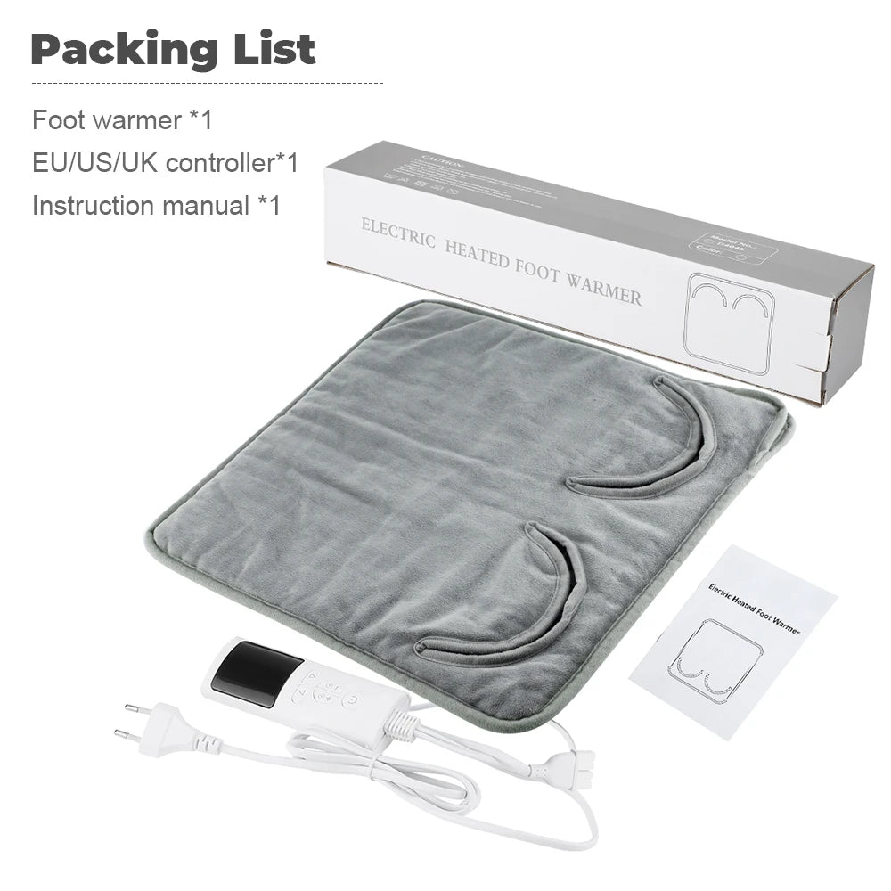 Electric Heated Foot Warmer - Adjustable Temperature & Timer Desk Heating Pad - 19