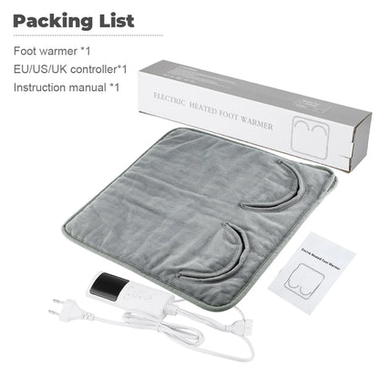 Electric Heated Foot Warmer - Adjustable Temperature & Timer Desk Heating Pad