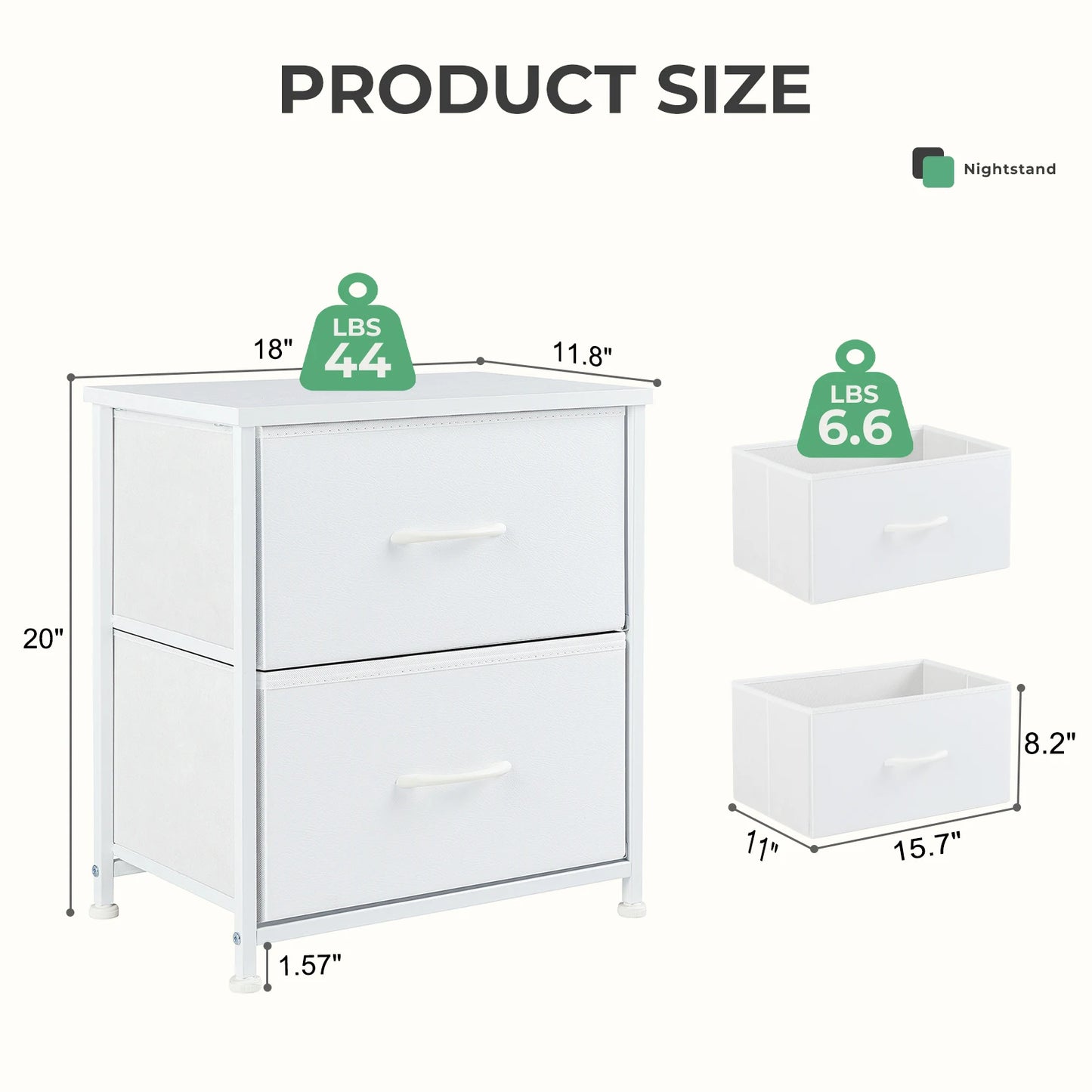 Modern 2-Drawer Nightstand with Sturdy Metal Frame & Wooden Top