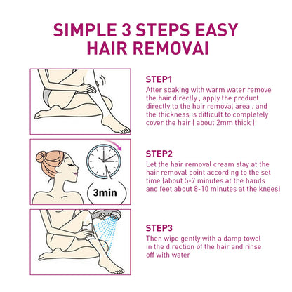Painless Hair Removal Cream for Men & Women - Fast-Acting Gentle Depilatory