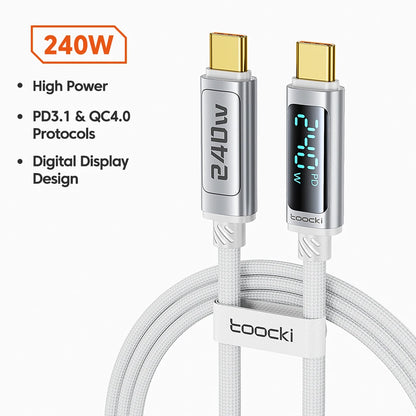 240W USB-C to USB-C Fast Charging Cable with Digital Power Display
