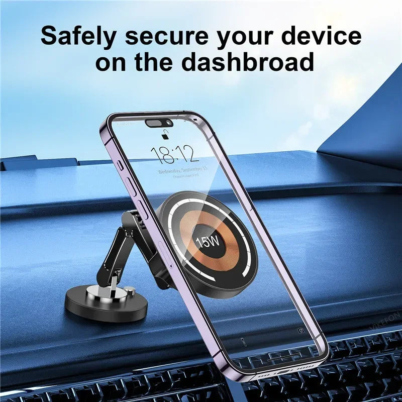 15W Magnetic Car Wireless Charger Mount for iPhone 15 14 13 12 Series - 9