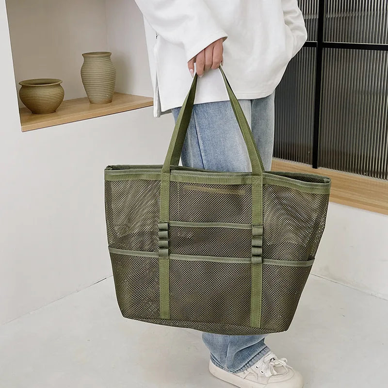 Luxury Canvas Mesh Beach Tote