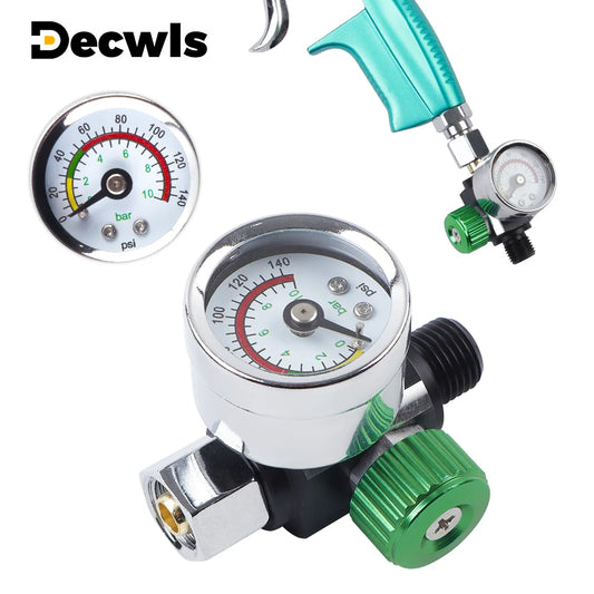 G1/4 Thread Paint Spray Gun Air Pressure Regulator Valve with 140 PSI Gauge