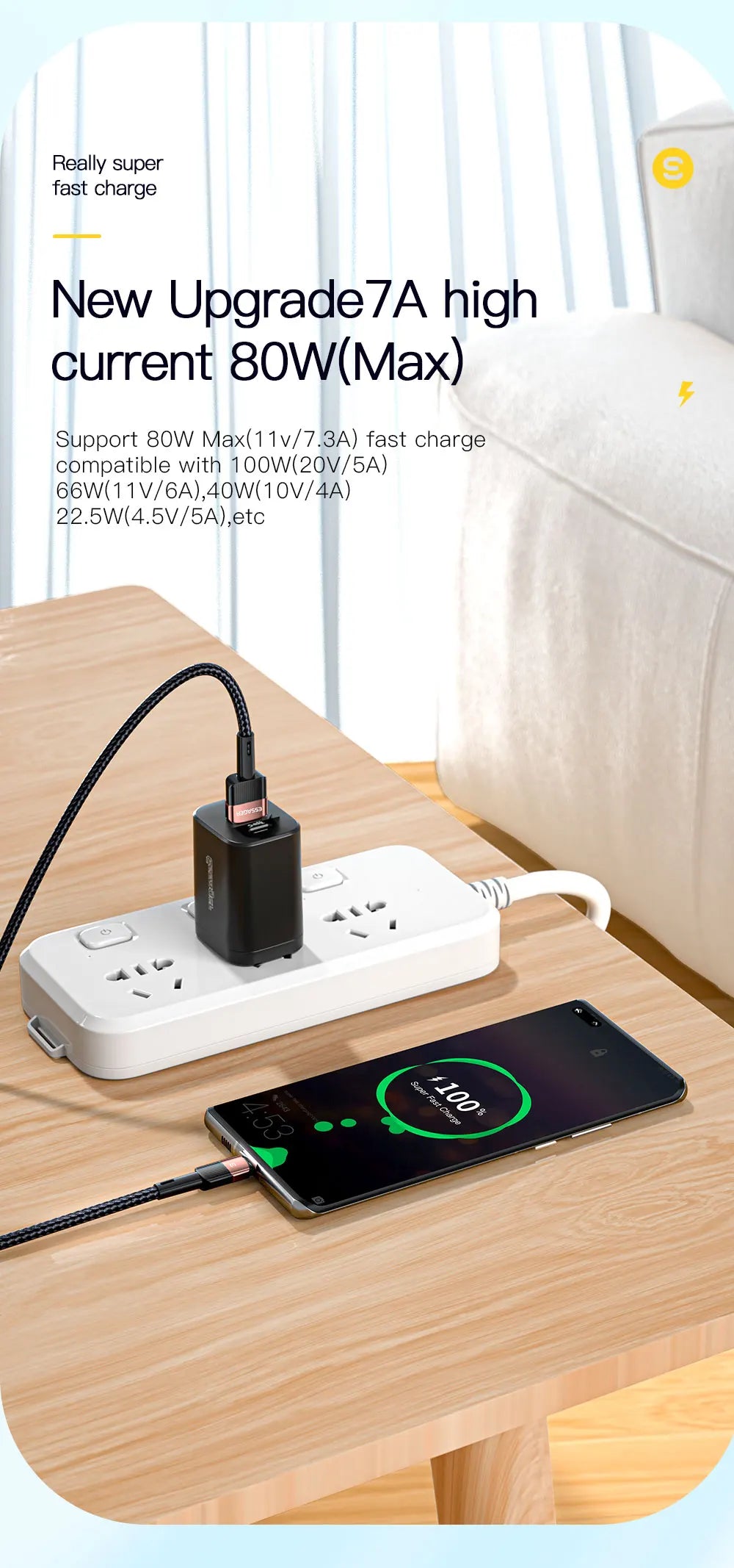 Essager 100W Fast Charging USB-C Cable - High-Speed Data Sync & Power - 10