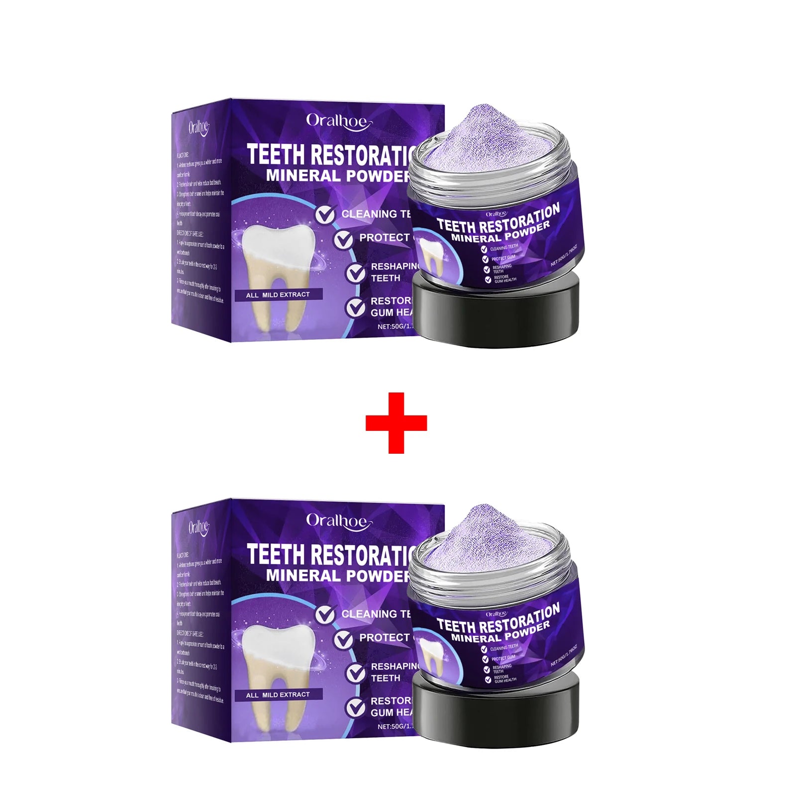 Purple Teeth Whitening Powder - Deep Stain Removal & Enamel Repair Formula - 14