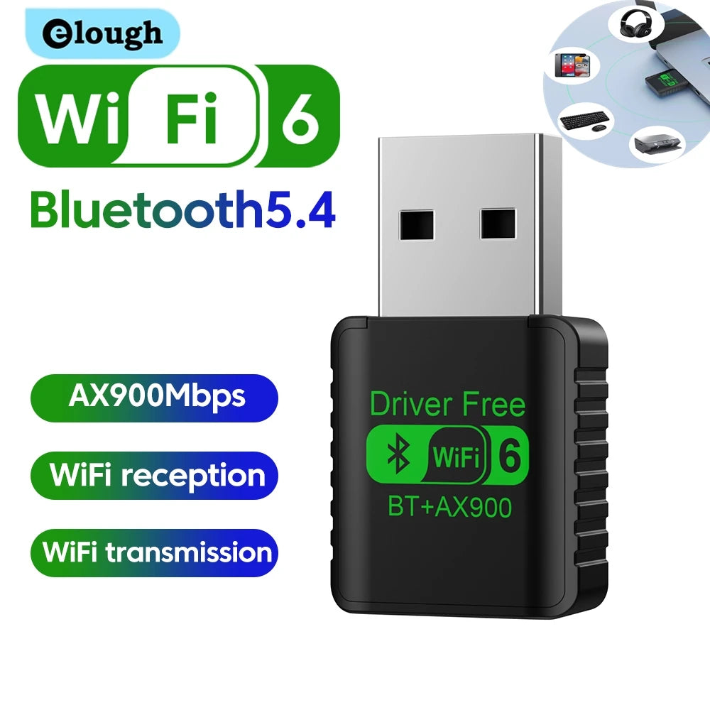 WiFi 6 AX900 USB Adapter with Bluetooth 5.4 - Dual Band Wireless Network Card - 1