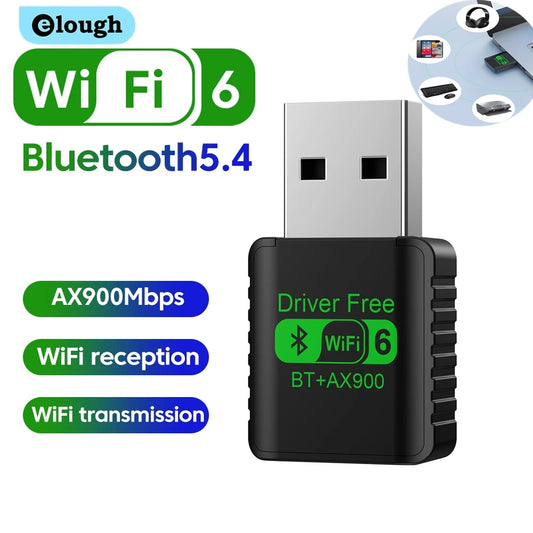 WiFi 6 AX900 USB Adapter with Bluetooth 5.4 - Dual Band Wireless Network Card