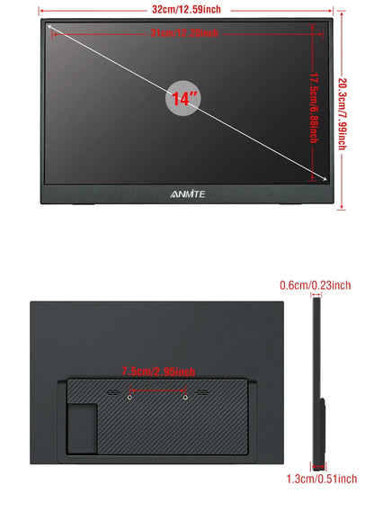 14" Portable IPS Monitor 1920x1200 FHD Gaming Display with Built-in Stand